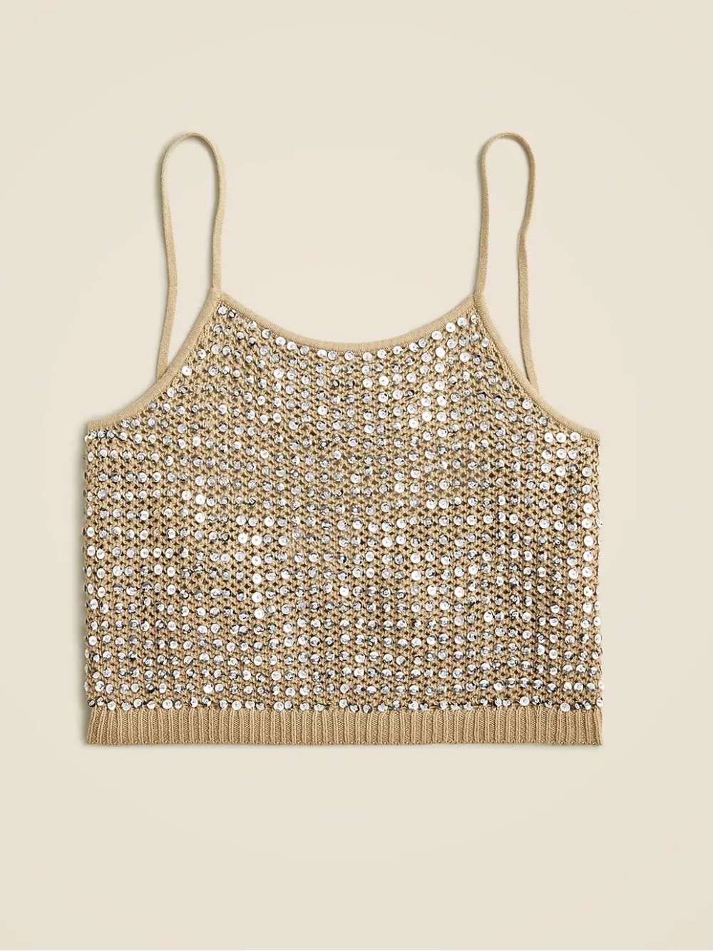J Crew Collection tie-back pointelle tank top with sequins